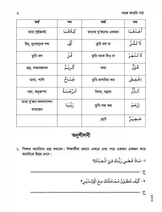 Sample book content image of আরবি (Arabic Studies) Book | Class Eight (অষ্টম শ্রেণি)